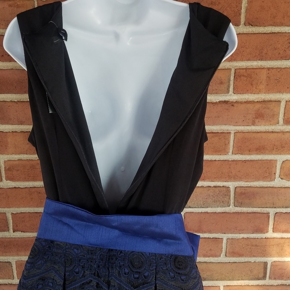 R&K Darling Black and Blue Lace Evening Dress - Picture 5 of 8